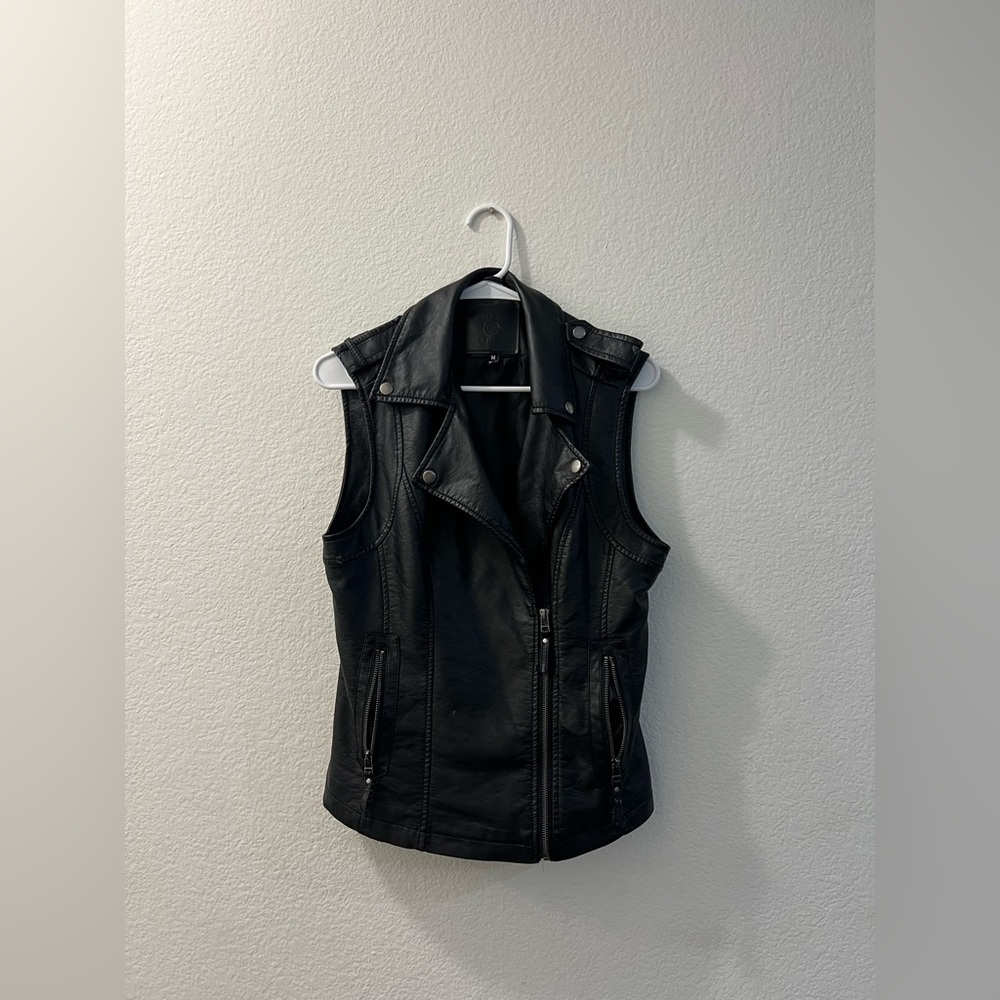 Max Studio Black Leather Vest